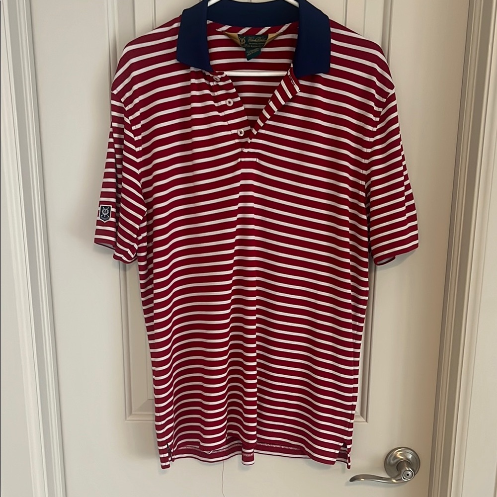 Brooks Brothers Red and White Striped Polo Shirt